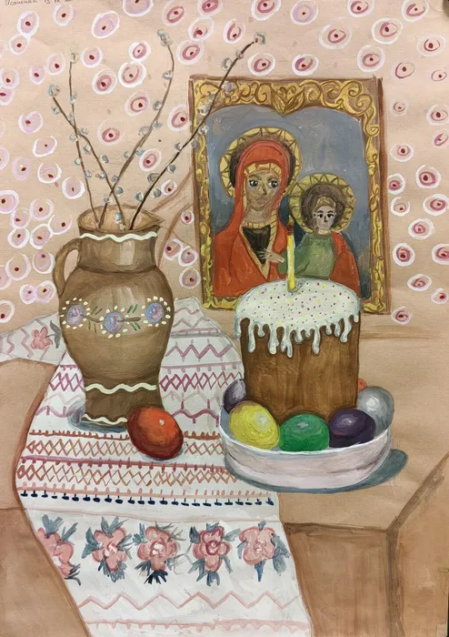 7 Исайкина Вероника 12 лет Натюрморт с куличом  Истра МБУДО ДШИ им ВА Широшова СП ДШИ Вдохновение