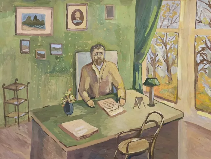 3 Индоиту Мария, 11 лет, За работой, гуашь   МБОУ ДО ДШИ Синтез