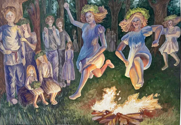 7 Котюнова Дарья, 17 лет. Праздник Ивана Купалы. Б., гуашь Дубненская ДШИ г. Дубна