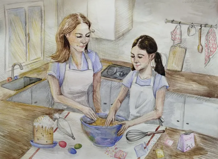 9 Панфилова Мария 15 лет Готовимся к Празднику 2026 акварель Ивантеевка МБУДО Пушкинская ДШИ