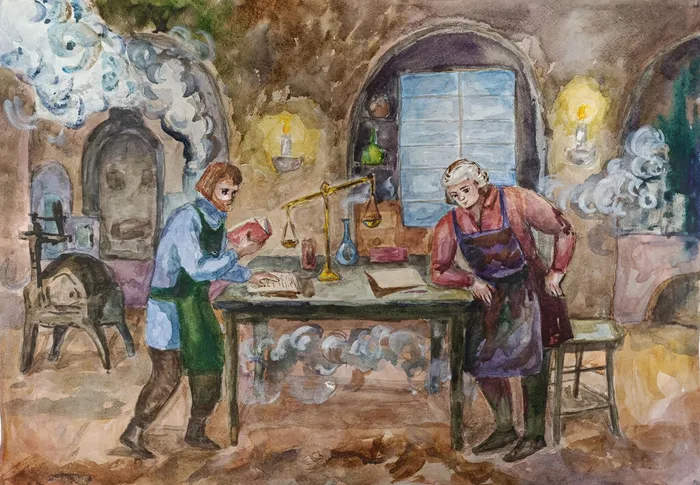 8 Казьбан Серафима-13 л-Мастерская гениальных идей-М. Ломоносов за работой-2026-акварель, гуашь-Раменское, МУДО ДШИ №1