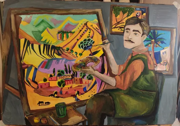 3 Немцева Елизавета 14 лет Сарьян за работой. Коллаж.  МУДО ДХШ Люберцы