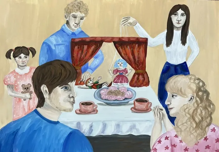 2 Романенко Алина, 16 лет. Домашний кукольный театр. 2026. Гуашь. Коломна, МБУ ДО ДХШ им. М.Г. Абакумова