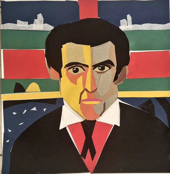 2 Есина Ангелина, 13 лет. Казимир Малевич.2026. Коллаж. Балашиха, МБУДО ДШИ 1 им. Г.В. Свиридова