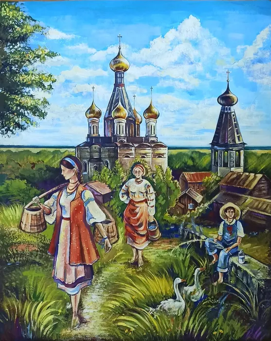 12 Прокуратова Мария, 15 лет. К источнику. 2026. Гуашь. Щелково, МАУДО ДШИ им.Ю.А.Розума ГОЩ