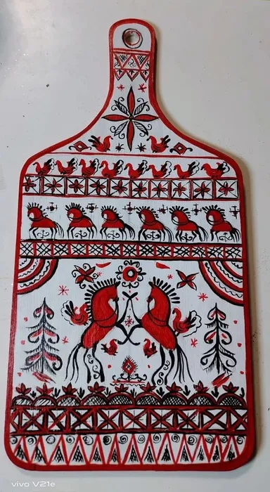 1 Ануфриенко Анна 11 лет Мезенская роспись 2026 роспись по дереву акрил Можайск МБУ ДО  ДШИ №1 им. С.В. Герасимова