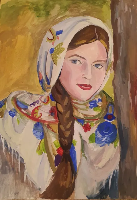 26 Сухова Василиса, 10 лет. Русская красавица. 2026. Гуашь. Подольск, МУДО Федюковская ДШИ