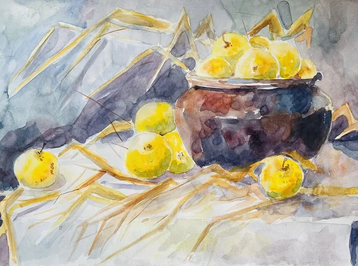 2 Гнусова Светлана Сергеевна. Антоновкие яблоки. по пр-ю И.А. Бунина. 2026. Б., акварель