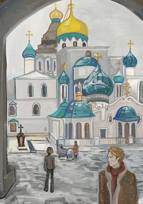 1 Барышникова София 15 лет Прогулка в Ново Иерусалимском монастыре 2025 гуашь Истра МБУДО ДШИ им ВА Широшова СП ДШИ Вдохновение