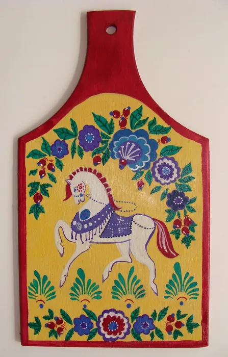 16 Сафонова Софья, 12 лет. Городецкая лошадка. 2026. Гуашь. п. Обухово, МУДО Обуховская ДШИ