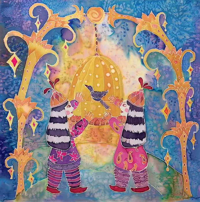 21 Ткачёва Вероника-13 л-Татарская сказка-Соловей-2026-шелк, батик-Раменское, МУДО ДШИ №1