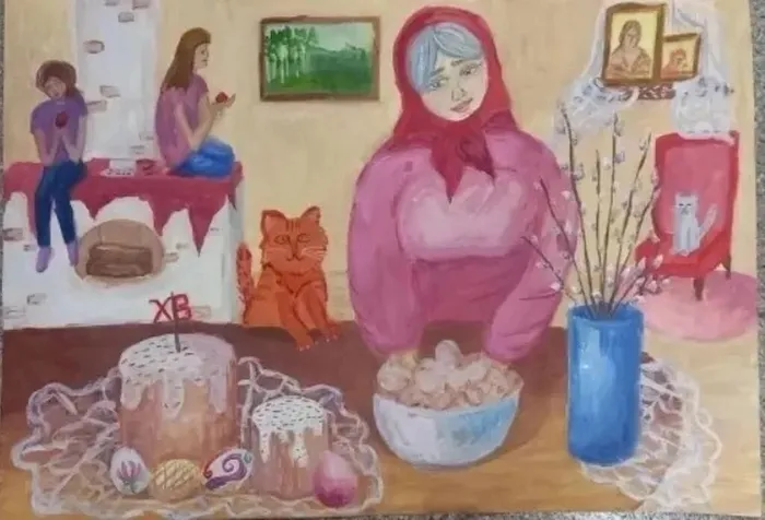 16 Старшинова Николь, 12 лет, Тепло бабушкиного дома, 2026, гуашь, м.о. Истра . МБУДО ДШИ им. В,.А. Ширшова СП Глебовская ДШИ