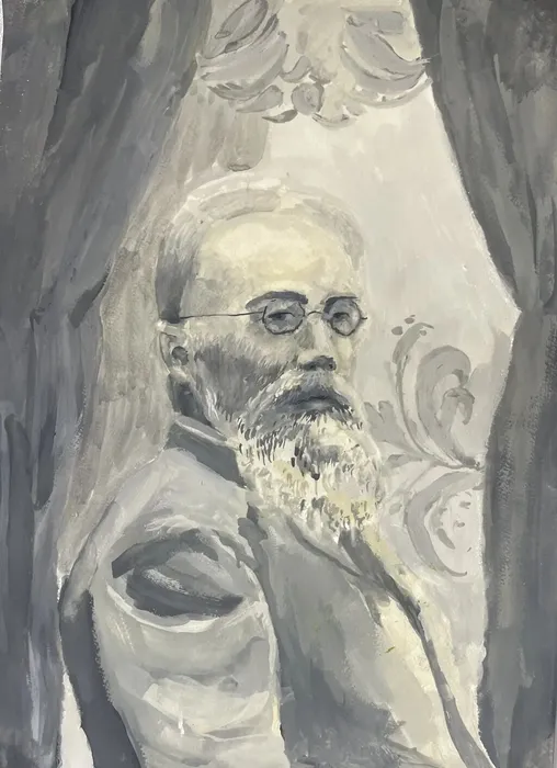 2 Вершинина Елизавета, 12 лет. Портрет композитора Николая Римского-Корсакого. 2026. Гуашь. Старая Купавна. МУДО Купавинская ДШИ.jpg