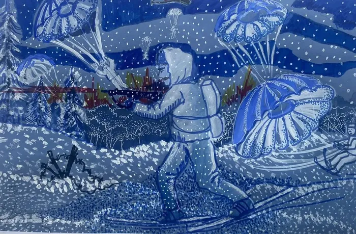 3 Провоторова София, 12 лет, Воздушный десант, тонир.б., гуашь, м.о. Истра МБУДО ДШИ им.В.А. Ширшова СП Глебовская ДШИ