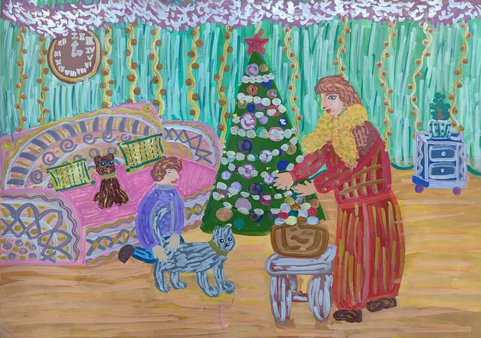 14 Почукаева Виктория 10 лет Украшаем елку 2026 Бумага маркеры Электросталь ДХШ