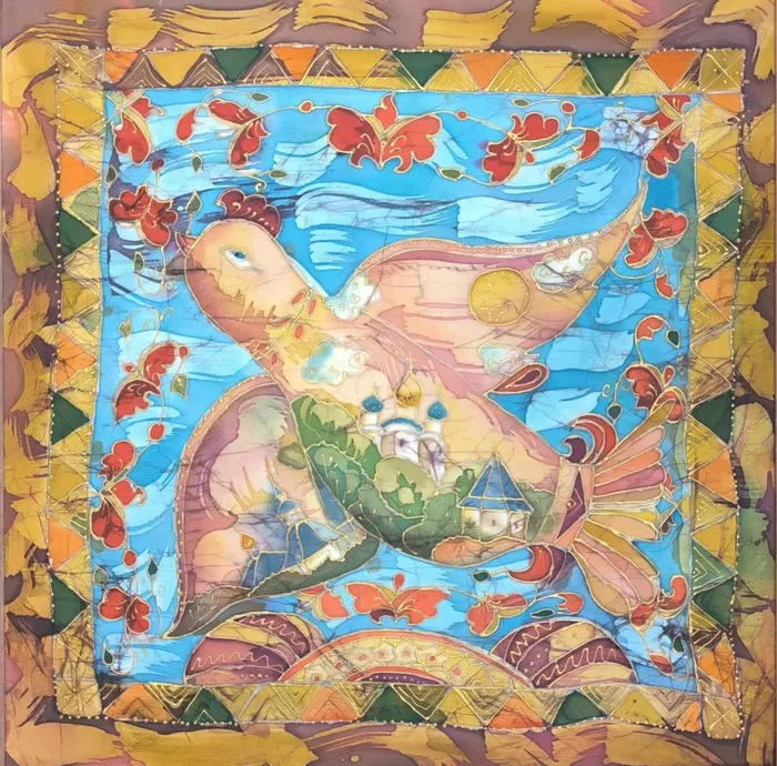 5 Белых Елизавета, 12 лет. Здравствуй, город мой любимый, 2026. Батик. р.п.Скоропусковский,  МБУ ДО ДШИ № 1