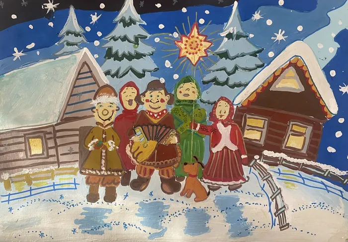 15 Морозова Варвара,10 лет Святки. 2025. Гуашь.  МБУ ДО ДШИ Вдохновение. СП Глебовская ДШИ.