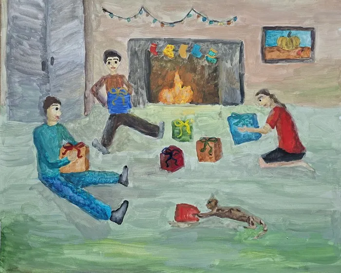 3 Бетрозова Аманда, 10 лет. Любимый праздник моих братьев. 2026. Гуашь. Балашиха. МБУДО ДШИ 3.