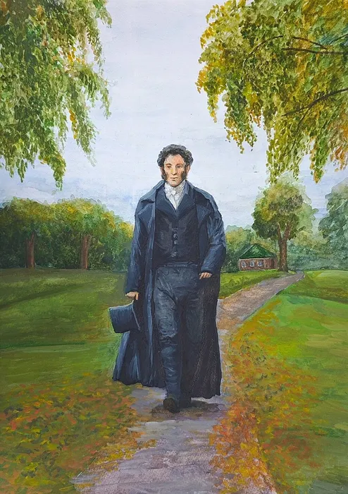 4 Пухтинов_Егор_12 лет_Пушкин_А_С_Болдинская_осень_акварель, белила. ДШИ_Времена_года