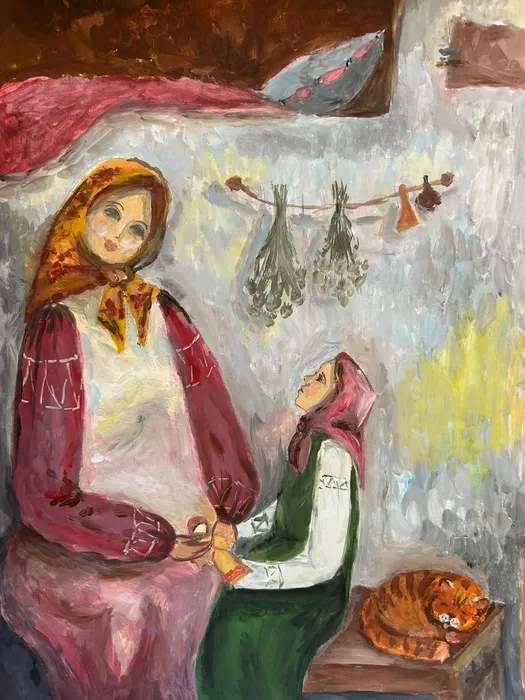 4 Гаргалык Таисия,12 лет. При солнышке тепло, при матери добро. 2026. Гуашь.Старая Купавна, МУДО Купавинская ДШИ