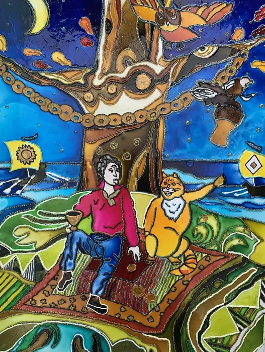 3 Козлова София, 15 лет, У лукоморья дуб зеленый, 2025, витраж на пластике, Люберцы, ДМШ №2, стр. подр. ДШИ №1