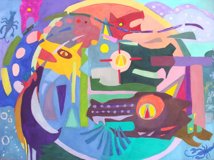 14 Сосунова Алиса, 13 лет. Краденое солнце. Да в овраге за горою волки бешеные воют. 2026. Гуашь. п. Обухово, МУДО Обуховская ДШИ