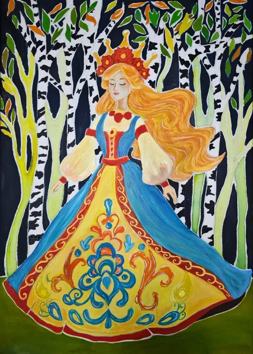 2 Бурлакова Ангелина, 15 лет. Василиса прекрасная. Батик. МБУДО ДШИ Времена года г. Видное