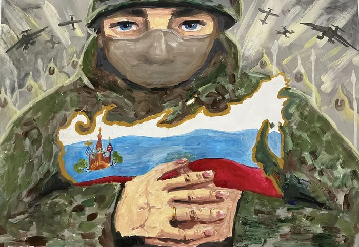 2 Иванова Валерия, 10 лет, Защитник, Смешанная техника, гуашь на бумаге, Балашиха, Творческая студия Суббота