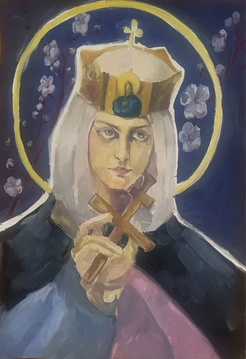 3 Брыксина Дарья 14 лет. Княгиня Ольга. 2025 гуашь. Пушкинская ДХШ