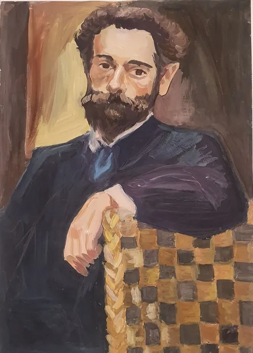 20 Юзвик Екатерина, 13 лет. Портрет И.Левитана. 2025. Гуашь. Подольск, МУДО Федюковская ДШИ