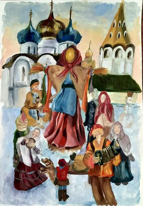 23 Карадениз Сафие, 15 лет. Широкая масленица. 2026 гуашь. Пушкинская ДХШ