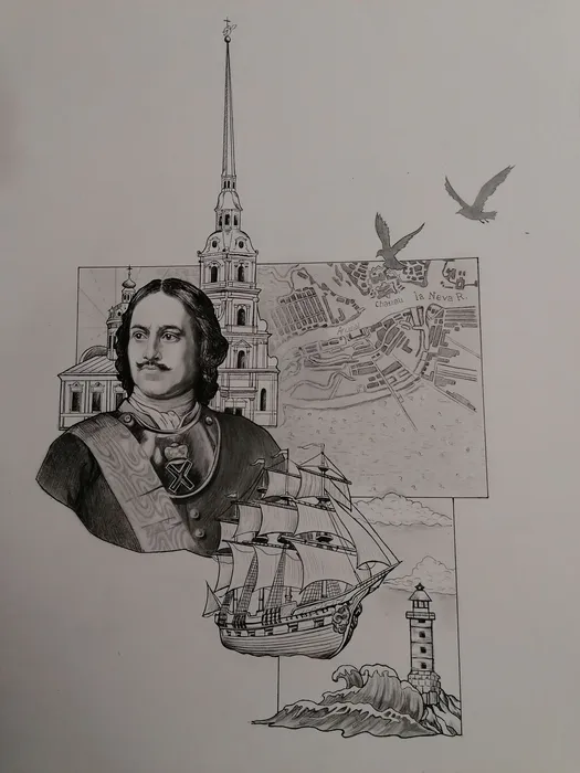 3 Мухина Елена Андреевна. Петра творенье. 2024. Б., карандаш. Дубненская ДШИ г. Дубна