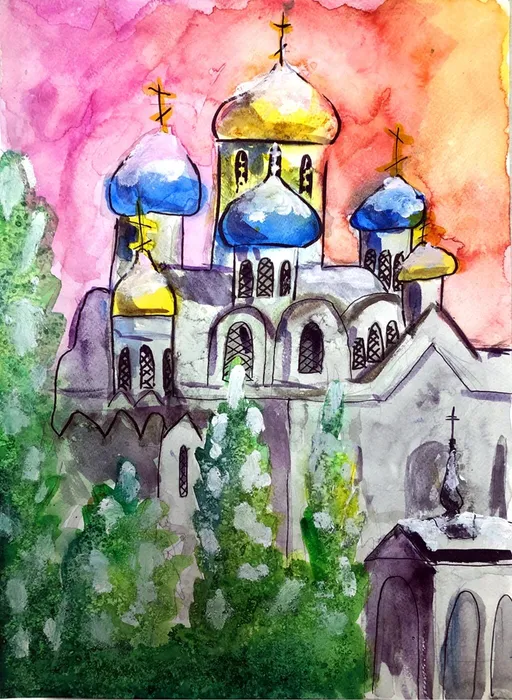 1 Акчурина Дарья 10 лет Преображенский монастырь 2026 смешанная техника Дзержинский МБУДО ДШИ