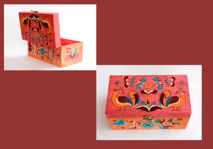 1 Королько ва Виктория, 16 лет, Шкатулка Уфтюжская весна по мотивам уфтюжской росписи, 2026, роспись по д