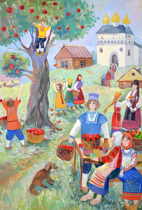 40 Новикова Есения, 14 лет, гуашь, Яблочные посиделки  ДШИ Синтез Серпухов