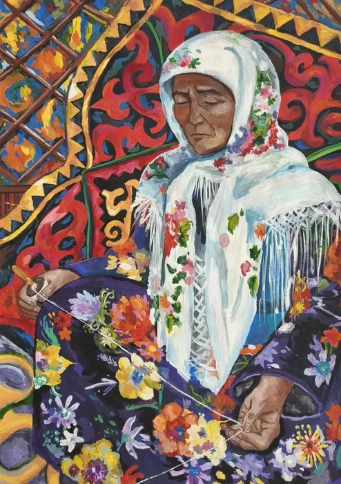 48 Сатиева Адель 15 лет, Ткачиха, гуашь, 2026г, Подольск ДХШ