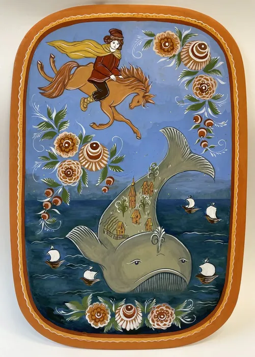 19 Рыбина Алиса 13 лет. Рыба-кит, 2026. дерево, гуашь, лак. ДШИ Протвино