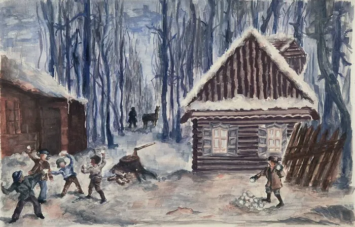 27 Костина Надежна, 14 лет. Зимние забавы. 2025. Гуашь. Балашиха, МБУДО ДШИ 1 им. Г.В. Свиридова